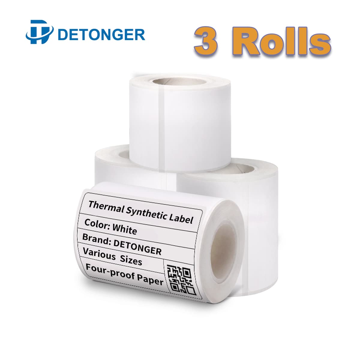 Thermal Adhesive Label Papers for DETONGER P1 DP23 DP30 DP80 3 Rolls Waterproof Oilproof Tear Resistant Sticker