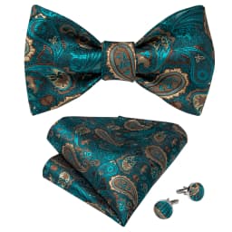 Brand New Men's Bow Tie Teal Green Blue Paisley Floral Bow Tie Wedding Party Butterfly Bowknot Men Tie Accessories