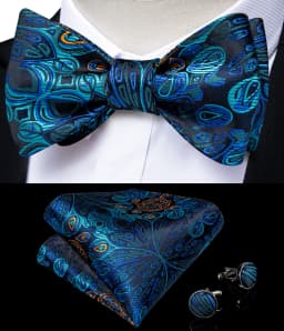 Brand New Men's Bow Tie Teal Green Blue Paisley Floral Bow Tie Wedding Party Butterfly Bowknot Men Tie Accessories