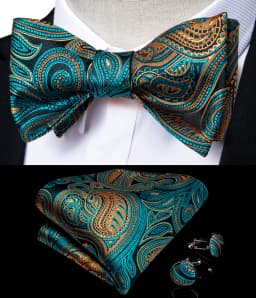 Brand New Men's Bow Tie Teal Green Blue Paisley Floral Bow Tie Wedding Party Butterfly Bowknot Men Tie Accessories