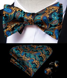 Brand New Men's Bow Tie Teal Green Blue Paisley Floral Bow Tie Wedding Party Butterfly Bowknot Men Tie Accessories