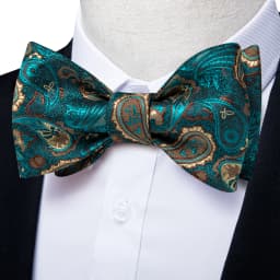 Brand New Men's Bow Tie Teal Green Blue Paisley Floral Bow Tie Wedding Party Butterfly Bowknot Men Tie Accessories