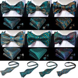 Brand New Men's Bow Tie Teal Green Blue Paisley Floral Bow Tie Wedding Party Butterfly Bowknot Men Tie Accessories