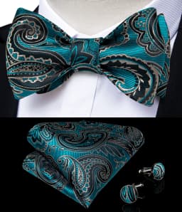 Brand New Men's Bow Tie Teal Green Blue Paisley Floral Bow Tie Wedding Party Butterfly Bowknot Men Tie Accessories