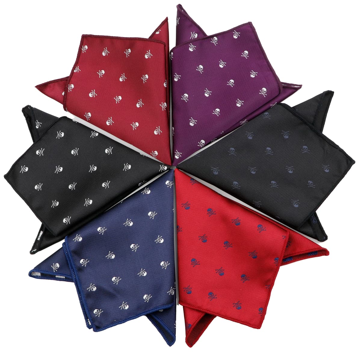 New Design Men's Pocket Square Blue Red Black Skull Handkerchief 26*26CM Hanky Suit Men's Business Wedding Party Chest Towel
