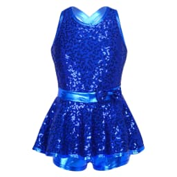 Kids Halter Shiny Sequins Gymnastics Shorty Unitards Dress Girls Ballet Leotard Stage Performance Latin Jazz Dance Costume