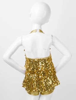 Kids Halter Shiny Sequins Gymnastics Shorty Unitards Dress Girls Ballet Leotard Stage Performance Latin Jazz Dance Costume