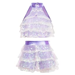 Kids Halter Shiny Sequins Gymnastics Shorty Unitards Dress Girls Ballet Leotard Stage Performance Latin Jazz Dance Costume