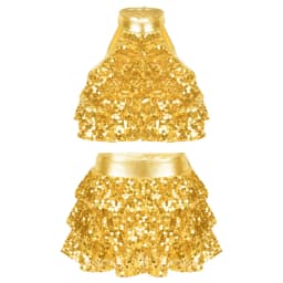 Kids Halter Shiny Sequins Gymnastics Shorty Unitards Dress Girls Ballet Leotard Stage Performance Latin Jazz Dance Costume