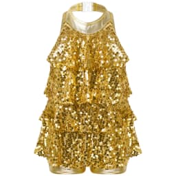 Kids Halter Shiny Sequins Gymnastics Shorty Unitards Dress Girls Ballet Leotard Stage Performance Latin Jazz Dance Costume