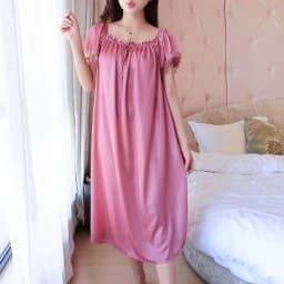 Womens Summer Lace Ice Silk Nightdress Short Sleeve Loose Plus Size Nightgown Sleepwear