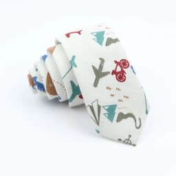 New Cartoon Linen Tie Skinny Casual Necktie For Wedding Party Neckties Classic Suits Floral Animal Print Neck Ties Cravat Gift