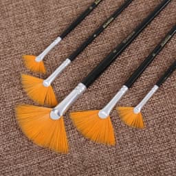 5Pcs Fan shape Gouache Painting Brush Kids Student Nylon Hair Wooden Handle Painting Artist Brush Set Drawing Art Supplies