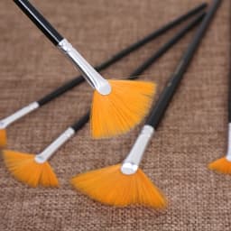 5Pcs Fan shape Gouache Painting Brush Kids Student Nylon Hair Wooden Handle Painting Artist Brush Set Drawing Art Supplies