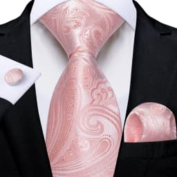 High Quality Pink Striped Paisley Men's Tie Set 8cm Business Wedding Party Accessories Men Necktie Hanky Set Men Gift