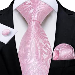 High Quality Pink Striped Paisley Men's Tie Set 8cm Business Wedding Party Accessories Men Necktie Hanky Set Men Gift