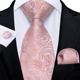 High Quality Pink Striped Paisley Men's Tie Set 8cm Business Wedding Party Accessories Men Necktie Hanky Set Men Gift