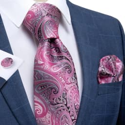 High Quality Pink Striped Paisley Men's Tie Set 8cm Business Wedding Party Accessories Men Necktie Hanky Set Men Gift