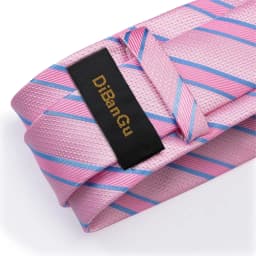 High Quality Pink Striped Paisley Men's Tie Set 8cm Business Wedding Party Accessories Men Necktie Hanky Set Men Gift