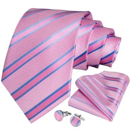 High Quality Pink Striped Paisley Men's Tie Set 8cm Business Wedding Party Accessories Men Necktie Hanky Set Men Gift