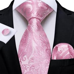 High Quality Pink Striped Paisley Men's Tie Set 8cm Business Wedding Party Accessories Men Necktie Hanky Set Men Gift