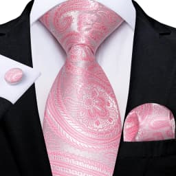 High Quality Pink Striped Paisley Men's Tie Set 8cm Business Wedding Party Accessories Men Necktie Hanky Set Men Gift