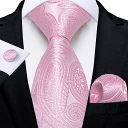 High Quality Pink Striped Paisley Men's Tie Set 8cm Business Wedding Party Accessories Men Necktie Hanky Set Men Gift