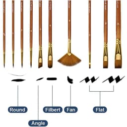 10pcs Paint Brush Set Multiple styles Nylon Hair Short Rod Brown Painting Brush For Oil Acrylic Watercolor Gouache Art Supplies