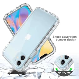2 IN 1 Shockproof Silicone Protection Transparent Back Cover For iPhone 16 15 13 12 11 14 Pro Max XR XS MAX X SE 6 7 8 Plus Case
