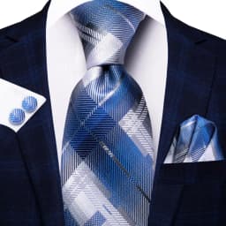 Hi-Tie Light Blue Striped Novelty Silk Wedding Tie For Men Handky Cufflinks Nicktie Set Fashion Design Business Party Dropship