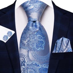 Hi-Tie Light Blue Striped Novelty Silk Wedding Tie For Men Handky Cufflinks Nicktie Set Fashion Design Business Party Dropship