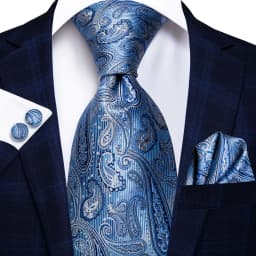 Hi-Tie Light Blue Striped Novelty Silk Wedding Tie For Men Handky Cufflinks Nicktie Set Fashion Design Business Party Dropship