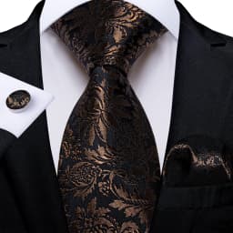 Black Red Rose Floral Ties For Men 8cm Men's Neck Tie Handkerchief Cufflinks Set Business Wedding Tie Gift For Men DiBanGu