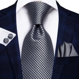 Hi-Tie Luxury Silver Novelty Men Tie Gravata Wedding Necktie For Men Hanky Cufflink Set Fashion Design BusinessDropshipping