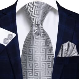 Hi-Tie Luxury Silver Novelty Men Tie Gravata Wedding Necktie For Men Hanky Cufflink Set Fashion Design BusinessDropshipping