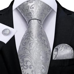 Hi-Tie Luxury Silver Novelty Men Tie Gravata Wedding Necktie For Men Hanky Cufflink Set Fashion Design BusinessDropshipping