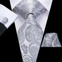 Hi-Tie Luxury Silver Novelty Men Tie Gravata Wedding Necktie For Men Hanky Cufflink Set Fashion Design BusinessDropshipping
