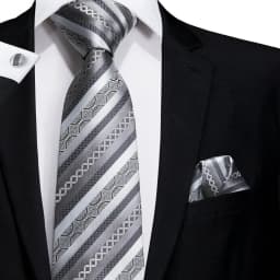 Hi-Tie Luxury Silver Novelty Men Tie Gravata Wedding Necktie For Men Hanky Cufflink Set Fashion Design BusinessDropshipping