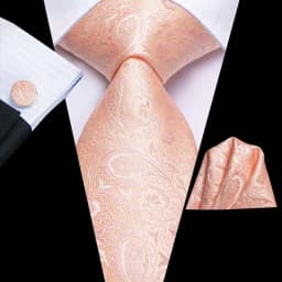 Hi-Tie Silk Mens Wedding Tie Peach Pink Solid Gift Necktie For Men Fashion Design High Quality Hanky Cufflink Set Business Party