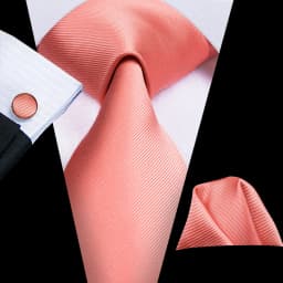 Hi-Tie Silk Mens Wedding Tie Peach Pink Solid Gift Necktie For Men Fashion Design High Quality Hanky Cufflink Set Business Party