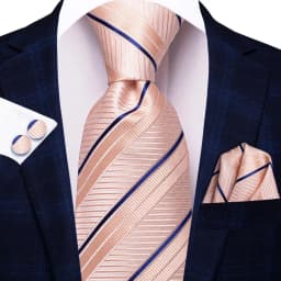 Hi-Tie Silk Mens Wedding Tie Peach Pink Solid Gift Necktie For Men Fashion Design High Quality Hanky Cufflink Set Business Party