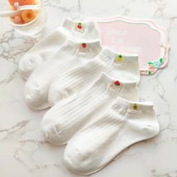 Socks women white 100 cotton fruit Invisible Short Woman Sweat summer girl women's socks ankle low female Invisible Kawaii Sox