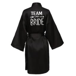 Wedding Party Team Bride Robe With Black Letters Kimono Satin Pajamas Bridesmaid Bathrobe SP004