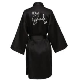 Wedding Party Team Bride Robe With Black Letters Kimono Satin Pajamas Bridesmaid Bathrobe SP004