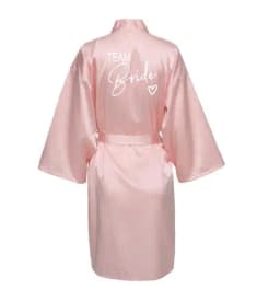 Wedding Party Team Bride Robe With Black Letters Kimono Satin Pajamas Bridesmaid Bathrobe SP004