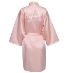 Wedding Party Team Bride Robe With Black Letters Kimono Satin Pajamas Bridesmaid Bathrobe SP004