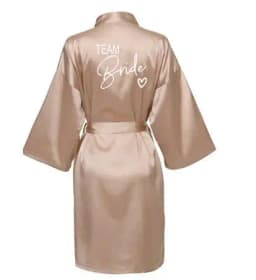 Wedding Party Team Bride Robe With Black Letters Kimono Satin Pajamas Bridesmaid Bathrobe SP004