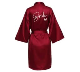 Wedding Party Team Bride Robe With Black Letters Kimono Satin Pajamas Bridesmaid Bathrobe SP004