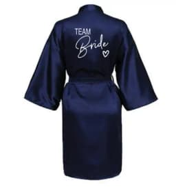 Wedding Party Team Bride Robe With Black Letters Kimono Satin Pajamas Bridesmaid Bathrobe SP004