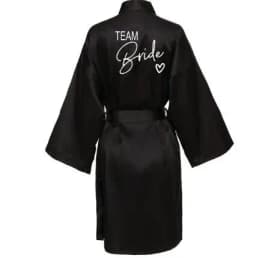 Wedding Party Team Bride Robe With Black Letters Kimono Satin Pajamas Bridesmaid Bathrobe SP004